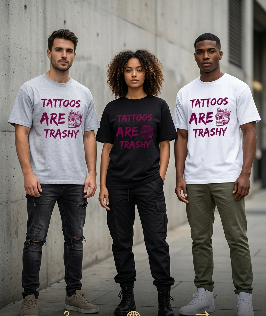"Tattoos Are Trashy" Classic Crewneck Tee