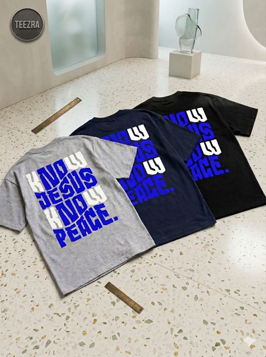 Christian Streetwear Oversized T-Shirt - Know Jesus Know Peace Graphic